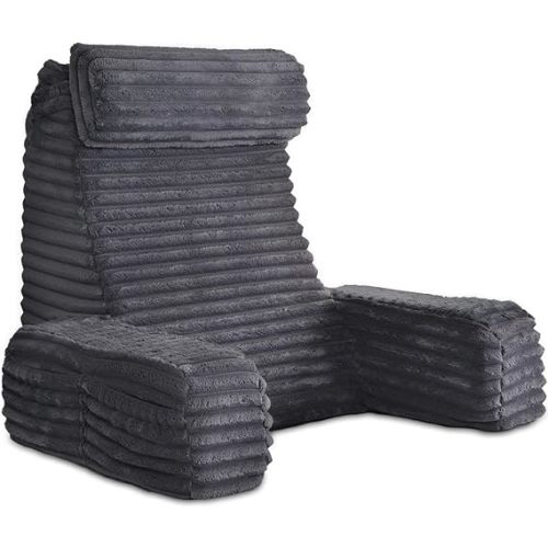 ENITYA 22" XL Ergonomic Bed Pillow for Sitting Up，Backrest Cushion for Reclining,Gaming,Resting,Watching TV,Recovery in Bed, Couch or Floor, Removable Cover, Black