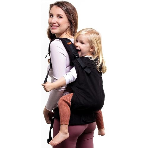 Beco Toddler Carrier (20-60 lbs) with Extra Wide Seat, 100% Cotton - Front-Carry & Backpack Style - Lightweight & Ergonomic Sling Carrier for Children from 18months - Metro Black