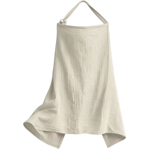 ZMD Couverture d'allaitement en mousseline pour l'allaitement, housse d'allaitement en coton respirant pour maman, encolure réglable, couverture d'allaitement avec anneau rigide pour tablier