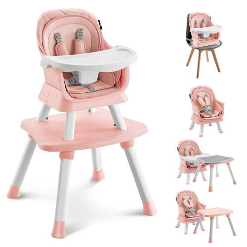 HARPPA, Baby High Chair, 8 in 1 Toddler Dining Booster Seat, Pink