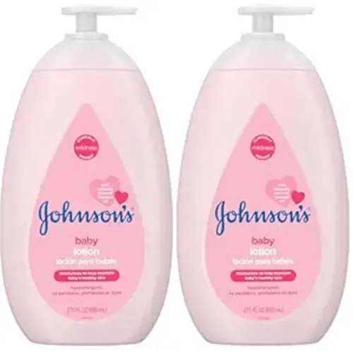 Johnson's Moisturizing Mild Pink Baby Lotion with Coconut Oil for Delicate Baby Skin, Paraben-, Phthalate- & Dye-Free, Hypoallergenic & Dermatologist-Tested, Baby Skin Care, 27.1 Fl. Oz (Pack of 2)
