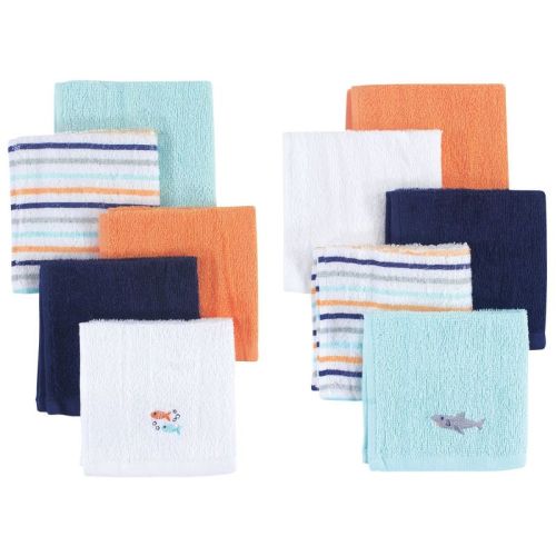 Hudson Baby Infant Boy Super Soft Cotton Washcloths, Shark, One Size