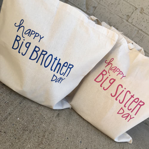 Big Sister Big Brother Hospital Busy Bag Natural Canvas Tote