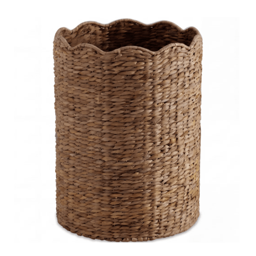 Best Choice Products Scalloped Large Round Laundry Hamper, Handwoven Laundry Basket & Organizer - Chestnut