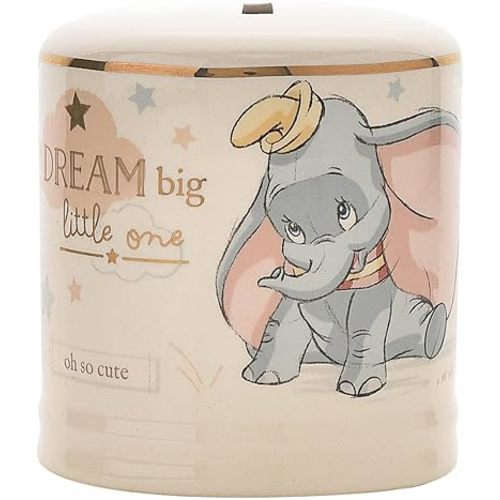 Happy Homewares Magical Moments Ceramic Money Box - Dumbo - Dream Big Little One - Perfect for a Classic Fan - Officially Licensed