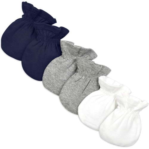 Bees Baby Unisex Baby Mittens, 100% Organic Cotton, One Size 3-Pack Solid Color Infant Scratch Protection Mitts