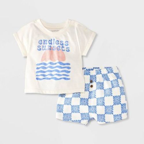 Grayson Mini Baby Short Sleeve Set - Blue Check 6-9m