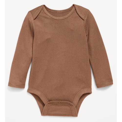 Size: 0-3mo - Peppercorn Long-Sleeve Ribbed Bodysuit for Baby