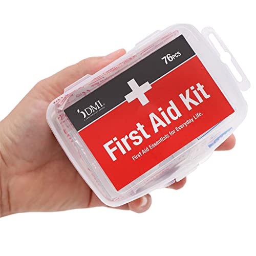 DMI 76-Piece First-Aid Kit, Portable All-Purpose Use for Minor Cuts and Scrapes, Durable Water-Resistant Case, Convenient and Portable for Travel, FSA & HSA Eligible