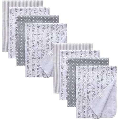 Gina Era 8 Pcs Baby Swaddle Blankets, Cotton Flannel Receiving Blankets, 30x30 Inch, Boy Girl (Style-10)