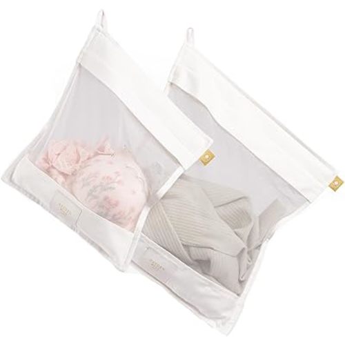 Hayden Hill Luxury Organic Cotton Mesh Laundry Bags For Delicates - Set of 2 Large & Small - Garment Bags For Washing Machine - Bra and Lingerie Wash Bag - Carbon Neutral