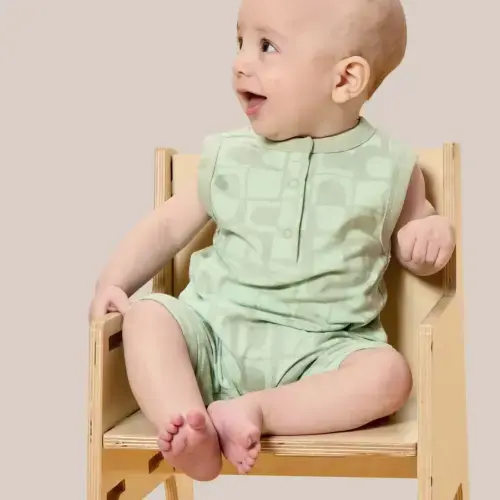 Printed Henley Romper – Young Days