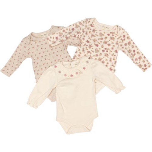 Rabbit + Bear Organic Newborn Girls Fall Flowers Baby Bodysuits - 3-Pack, Long Sleeve - Save 35%