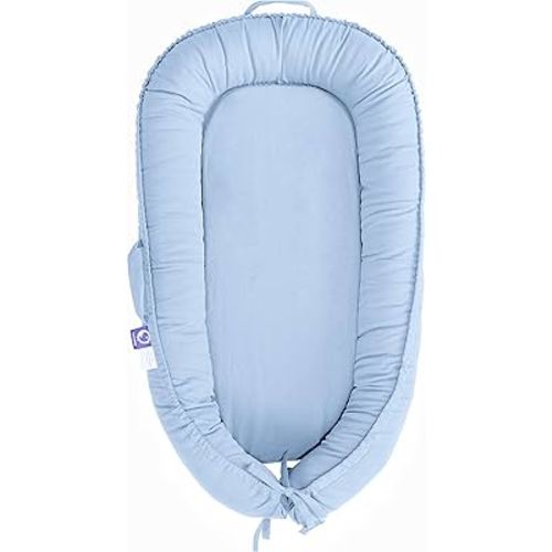 CooCooBaby Infant Lounger, Baby Nest Cover for Baby Girls & Boys, Newborn Essentials for Baby 0-18+ Months, 100% Cotton Breathable (Baby Blue)
