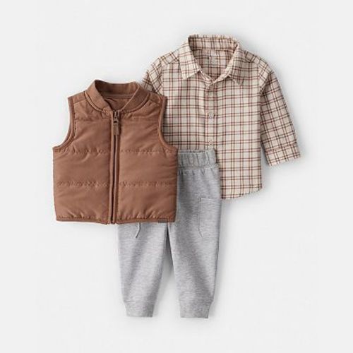 Baby Boy Carter’s 3-pc. Plaid Vest, Button-Down & Jogger Set