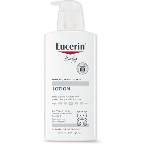 Eucerin Baby Body Lotion, Hypoallergenic and Fragrance Free Baby Lotion with Pro-Vitamin B5 and Shea Butter, 13.5 Fl Oz Bottle