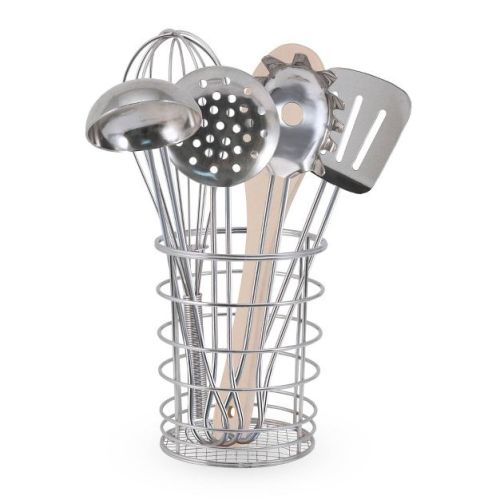 Melissa & Doug Stir and Serve Cooking Utensils (7pc) - Stainless Steel and Wood
