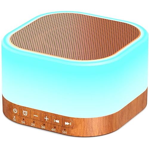 SleeZOO Sound Machine White Noise Machine with 25 Soothing Sounds 12 Colors Light with 10 Adjustable Levels 32 Adjustable Volumes 5 Timers Portable Sleep Machine for Adults Kids Baby (Wood)