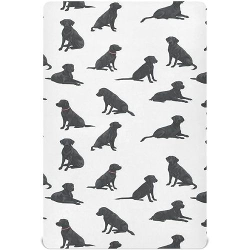 Crib Sheets Labrador Retriever Breathable Mini Crib Mattress Sheets Fitted, Dogs Toddler Fitted Playard Sheet Fits Most Standard Baby mattresses 52 * 28 * 9In