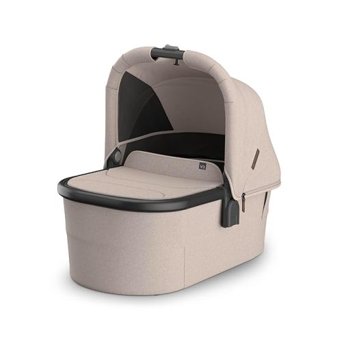 UPPAbaby Bassinet V3 - Compatible with Vista, Cruz, Ridge Strollers - Overnight Sleep Solution - Mattress, Sheet and Bug Shield Included - Ada (Sandstone Mélange/Carbon Fame)
