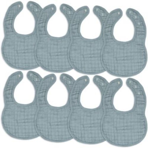 Comfy Cubs Muslin Cotton Baby Bibs, 8 Pack, Adjustable Size with Easy Snaps, Soft and Super Absorbent - Pacific Blue