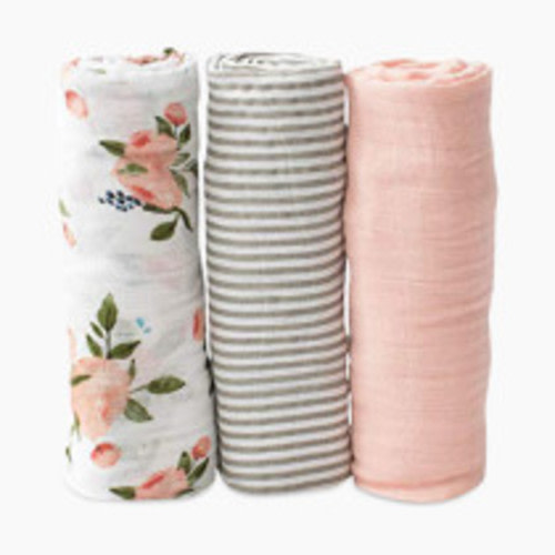 Little Unicorn Cotton Muslin Swaddle 3 Pack - Watercolor Roses