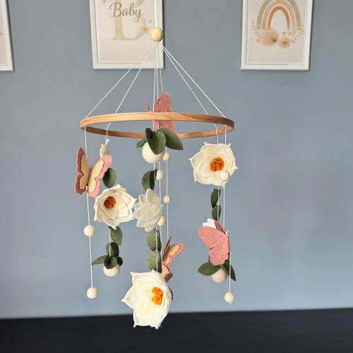 Floral Baby Mobile for Girls - Boho Nursery Decor Baby Shower Gift