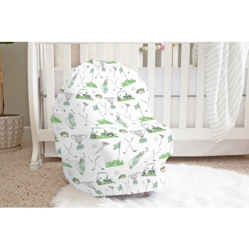 Green Golf Carseat Cover, Golf Nursing Cover Up, Golf Breast Feeding Cover, Multi Use Baby Cover, Golf Baby Gift, New Mom Gif - Grg