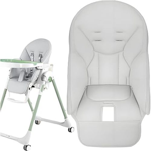 High Chair Cover Replacement Compatible with Pegs Perego Siesta Zero3, High Dinner Chair Seat Soft Cushion PU Leather, Gray
