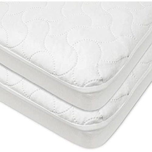 American Baby Company Waterproof Fitted Pack N Play Playard Protective Pad Cover, White (Pack of 2), for Boys and Girls