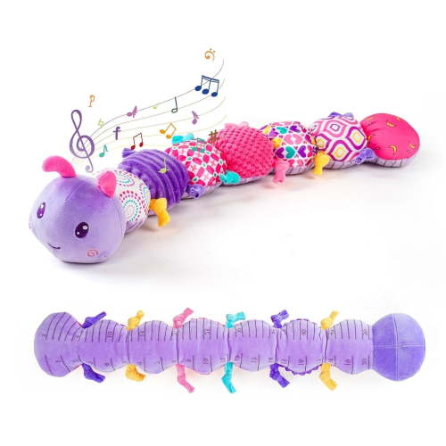 Baby Toys 0-6 Months, Musical Infant Toy with Multi-Sensory Crinkle, Rattle and Textures, Learning Activity Toys Gifts for Newborn 1 2 3 Year Old Boys Girls, Purple