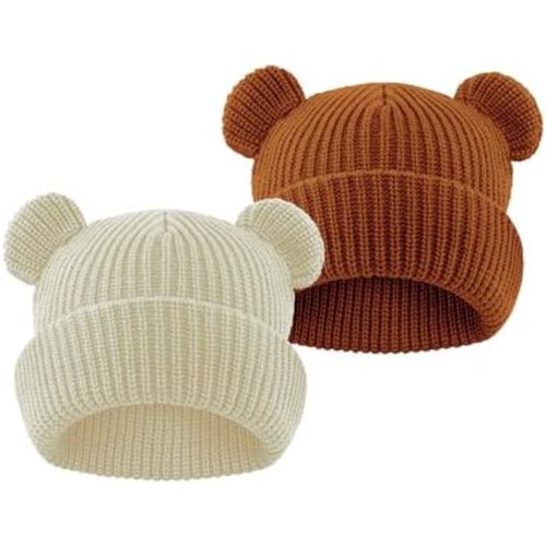 Toddler Boy Winter Hat Baby Knit Beanie Girl Warm Hats Kid Bear Ear Beanies for Cold Weather