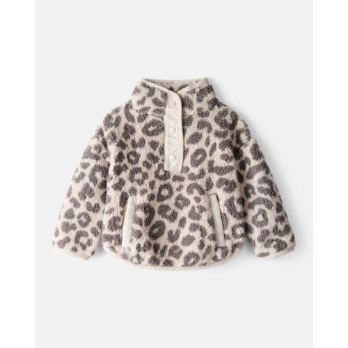 Baby Girl Cheetah Sherpa Quarter-Zip Pullover - Brown - Carter's | Carter's