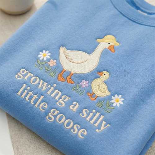 Embroidered Goose Sweatshirt, Pregnancy Announcement Shirt, Baby Shower Gift