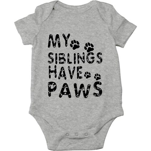 AW Fashions My Siblings Have Paws Baby Bodysuit Cute Newborn Girl Outfits Coming Home Outfit Boy Romper