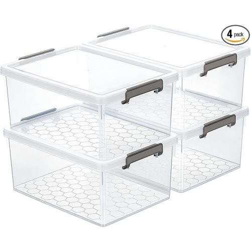 Citylife 33 Qt Ultra-Thick Plastic Clear Storage Bins with Lids, 4-Pack