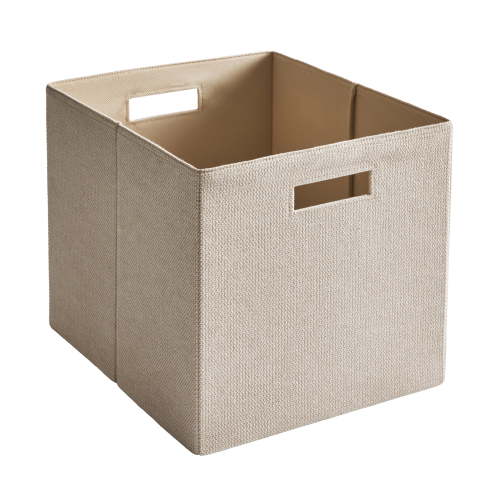 Better Homes & Gardens Collapsible Fabric Cube Storage Bin, Almond Textured