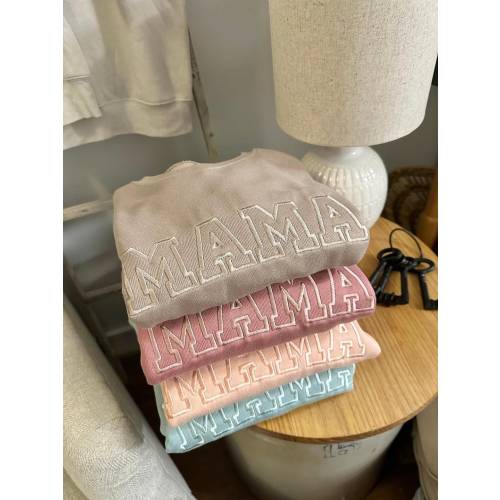 Embroidered Mama Crewneck Sweatshirt - Monochromatic Mama - Trendy Mama Neutral Sweatshirt - Mother's Day - Bella Canvas Sweatshirt