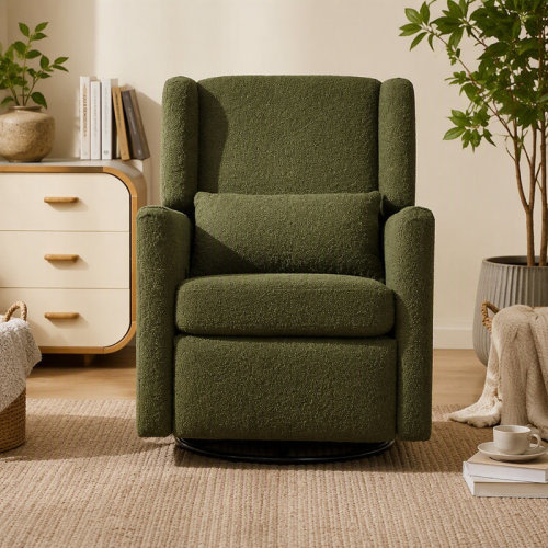Latitude Run® 29.5'' Wide Wingback Swivel Rocker Recliner Chair, Glider Rocker Recliner, Rocking Chair Nursery For Living Room Bedroom Apartment,Teddy Fleece,Seaweed Green (Old SKU: BS701P204805G) | Wayfair
