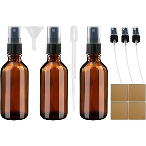 4 oz Small Amber Glass Spray Bottles for Essential Oil Spray bottles Empty Mini Fine Mist Spray Refillable Glass Bottles