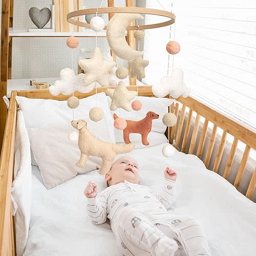 Dog Theme Baby Mobile, Mobile for Crib, Crib Mobile for Boys and Girls, Nursery Mobile for Bassinet, Pack and Play, Dog, Moon, Cloud, Star