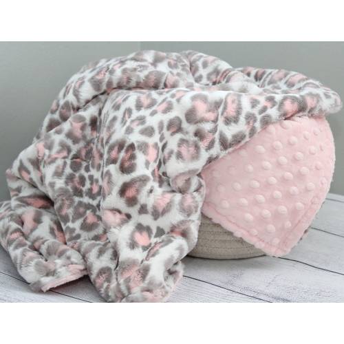 Personalized Blanket, Pink Leopard Minky Baby Blanket, You Choose Minky Back, Newborn Girl Gift, Custom Blanket, Girl Baby Shower Gift