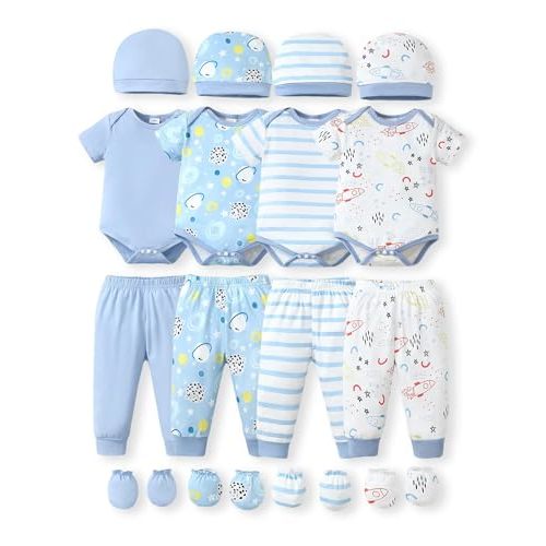 NZRVAWS Newborn Baby Boy Girl Clothes Unisex Preemie Infant Must Have Pants Set Outfits 0-18 Months 20 Pcs Essentials Gift