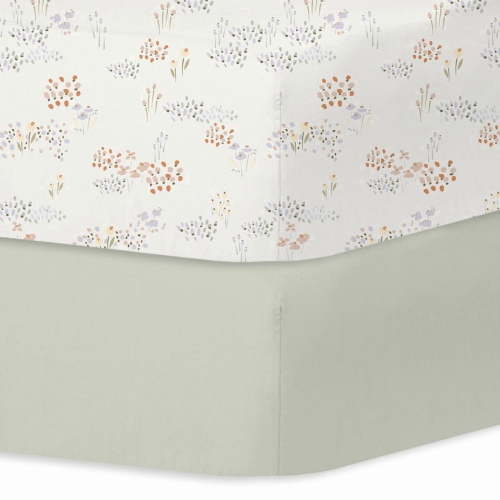 Plushii Baby Crib Sheets Fitted 2 Pack for Boys & Girls, 52'’ x 28'' Soft Microfiber Toddler Bed Sheets for Standard Crib & Toddler Mattresses (Dew)