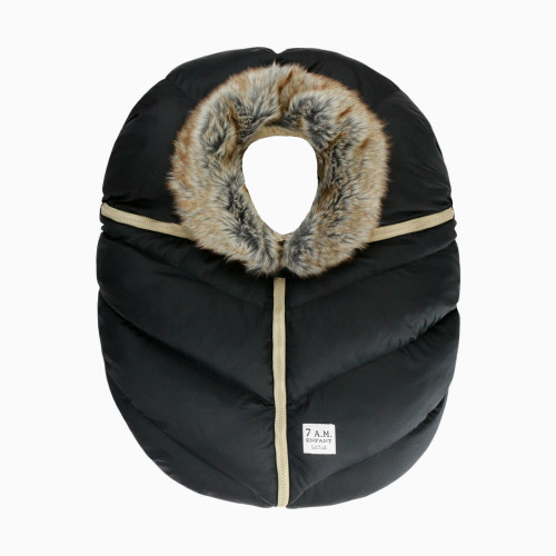 7AM Enfant Car Seat Cocoon - Black Faux Fur