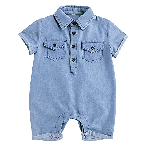 Y·J Back home Baby Boy Jeans Romper Infant Cotton-Denim Outfit