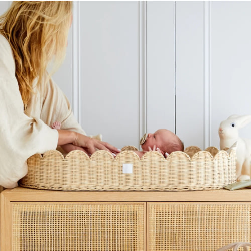 Baby Changing Basket "FLORENCE" Handmade & Natural Changing Pad-By BEBE BASK® – BEBE BASK