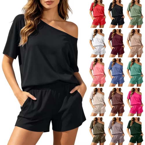 Bovxnpu Women 2 Piece Loungewear Set Beach Vacation Sweatsuit Tracksuit Set Summer Relaxed Off Shoulder Beach Holiday Wear Set Summer Outfits