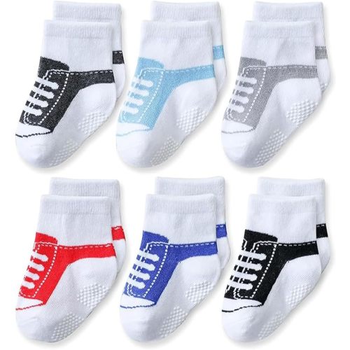 EPEIUS Unisex Baby Girls Boys Non-Slip Socks (Set of 6) Shoelace_2 0-6M