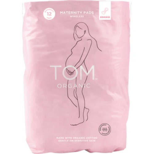 TOM ORGANIC Maternity Pads Ultra Absorbent for Post Birth 8 Pack
